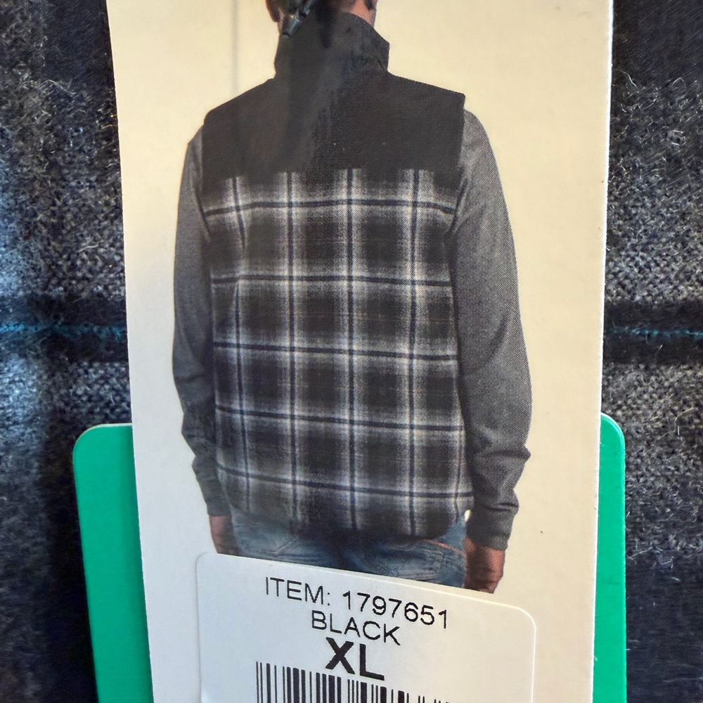 Pendleton Men's XL Wool Blend Insulated Vest Full Zip Black Plaid Stand Collar - Picture 8 of 9